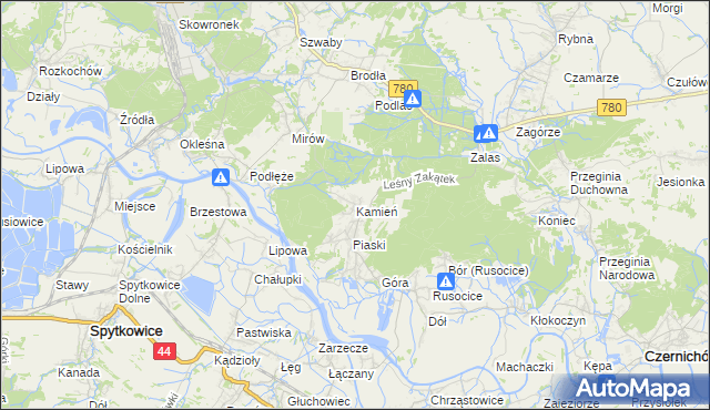 mapa Kamień gmina Czernichów, Kamień gmina Czernichów na mapie Targeo