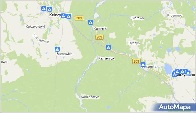 mapa Kamienica gmina Borzytuchom, Kamienica gmina Borzytuchom na mapie Targeo