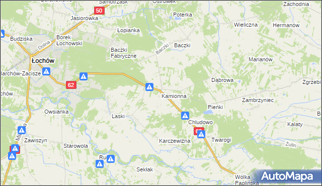 mapa Kamionna gmina Łochów, Kamionna gmina Łochów na mapie Targeo