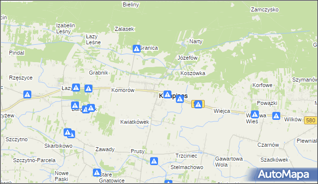 mapa Kampinos, Kampinos na mapie Targeo