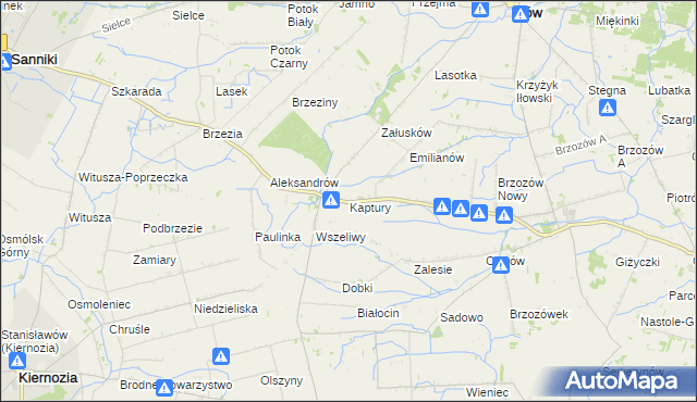 mapa Kaptury gmina Iłów, Kaptury gmina Iłów na mapie Targeo