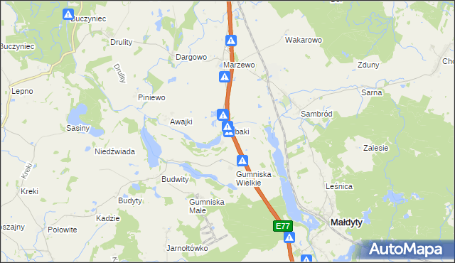 mapa Karczemka gmina Małdyty, Karczemka gmina Małdyty na mapie Targeo