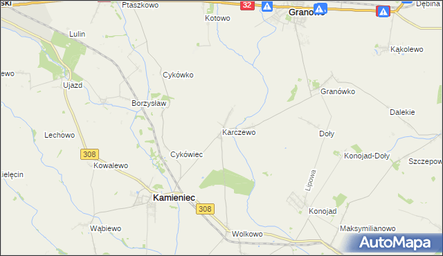 mapa Karczewo gmina Kamieniec, Karczewo gmina Kamieniec na mapie Targeo