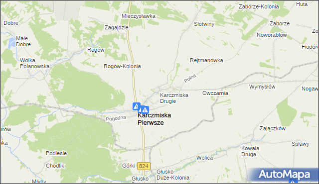 mapa Karczmiska Drugie, Karczmiska Drugie na mapie Targeo