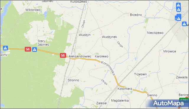 mapa Karolewo gmina Dobrcz, Karolewo gmina Dobrcz na mapie Targeo