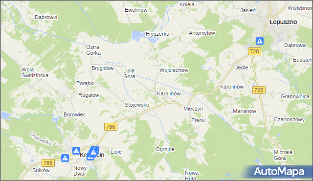 mapa Karolinów gmina Krasocin, Karolinów gmina Krasocin na mapie Targeo