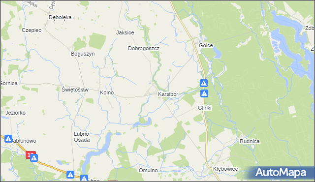 mapa Karsibór gmina Wałcz, Karsibór gmina Wałcz na mapie Targeo
