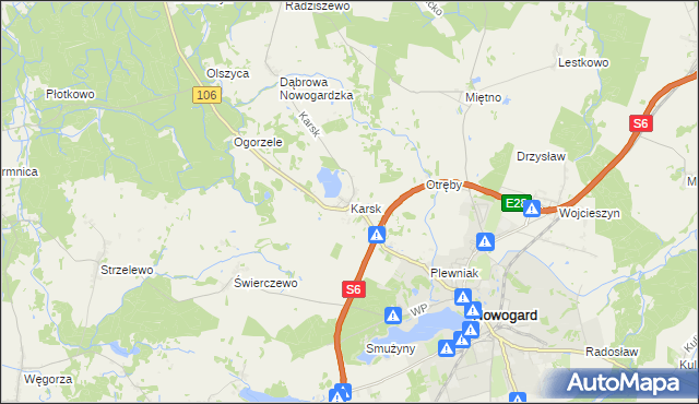 mapa Karsk gmina Nowogard, Karsk gmina Nowogard na mapie Targeo