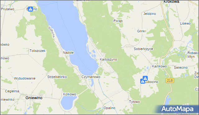 mapa Kartoszyno, Kartoszyno na mapie Targeo