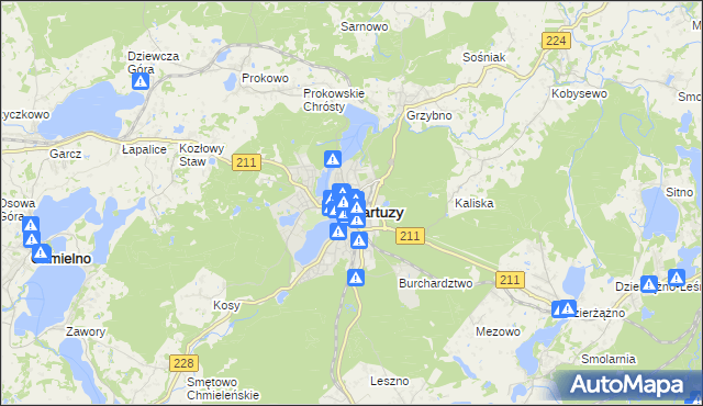 mapa Kartuzy, Kartuzy na mapie Targeo