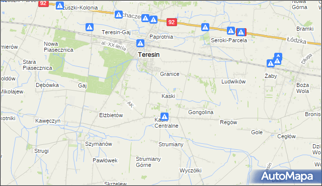mapa Kaski gmina Baranów, Kaski gmina Baranów na mapie Targeo