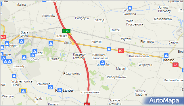 mapa Kaszewy Tarnowskie, Kaszewy Tarnowskie na mapie Targeo