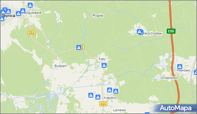 mapa Kąty gmina Goleniów, Kąty gmina Goleniów na mapie Targeo