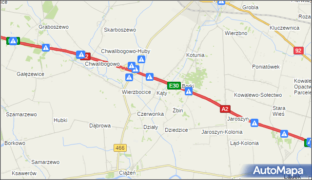mapa Kąty gmina Słupca, Kąty gmina Słupca na mapie Targeo