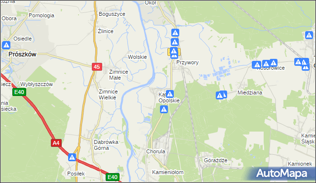 mapa Kąty Opolskie, Kąty Opolskie na mapie Targeo