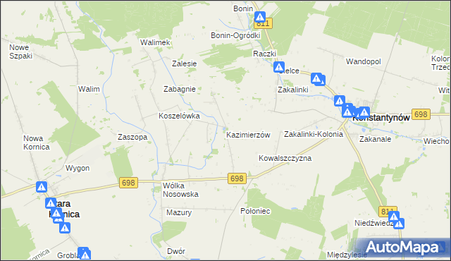 mapa Kazimierzów gmina Stara Kornica, Kazimierzów gmina Stara Kornica na mapie Targeo