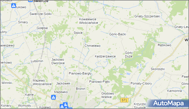 mapa Kędzierzawice, Kędzierzawice na mapie Targeo