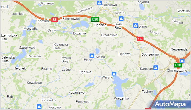 mapa Kielno gmina Szemud, Kielno gmina Szemud na mapie Targeo