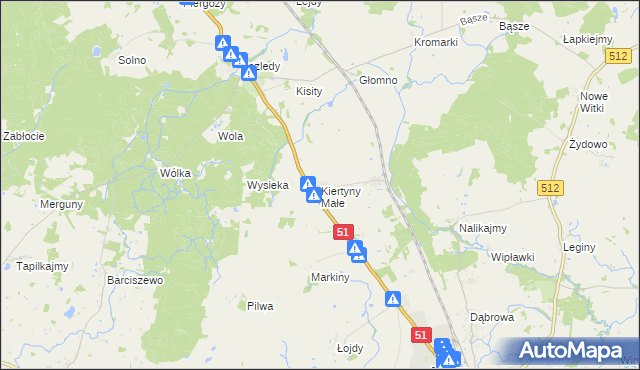 mapa Kiertyny Małe, Kiertyny Małe na mapie Targeo