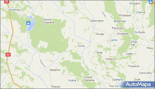 mapa Klimki gmina Kadzidło, Klimki gmina Kadzidło na mapie Targeo