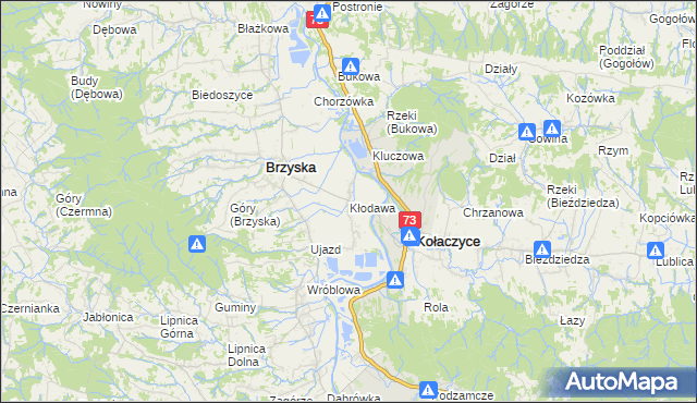 mapa Kłodawa gmina Brzyska, Kłodawa gmina Brzyska na mapie Targeo