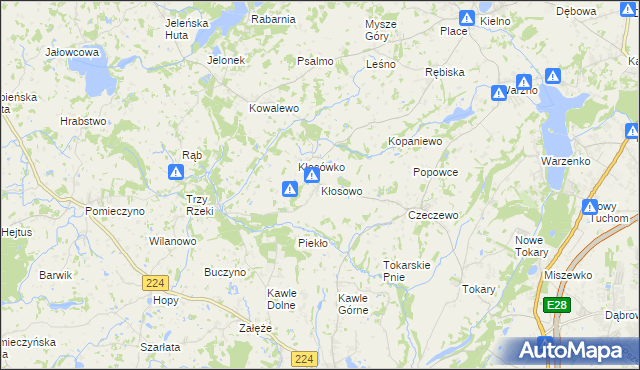 mapa Kłosowo gmina Przodkowo, Kłosowo gmina Przodkowo na mapie Targeo