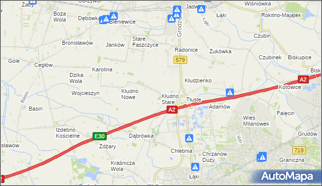 mapa Kłudno Stare, Kłudno Stare na mapie Targeo
