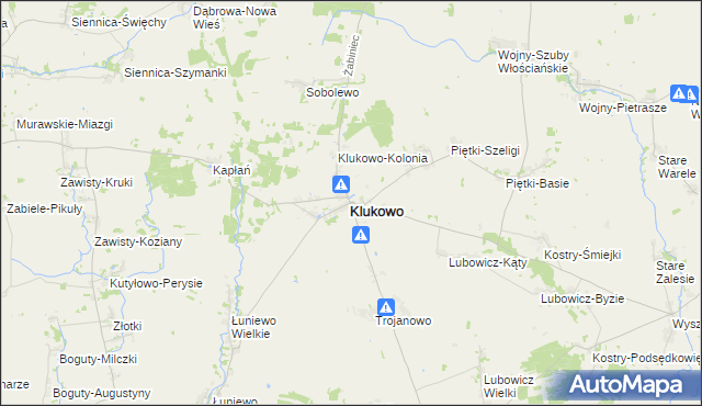 mapa Klukowo powiat wysokomazowiecki, Klukowo powiat wysokomazowiecki na mapie Targeo