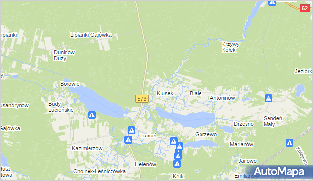 mapa Klusek gmina Gostynin, Klusek gmina Gostynin na mapie Targeo