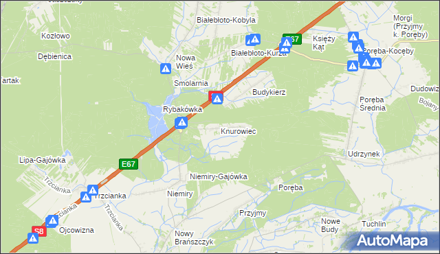 mapa Knurowiec, Knurowiec na mapie Targeo