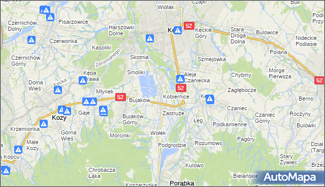 mapa Kobiernice, Kobiernice na mapie Targeo