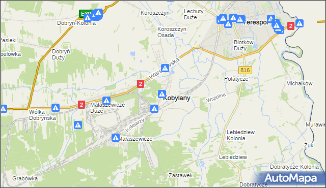 mapa Kobylany gmina Terespol, Kobylany gmina Terespol na mapie Targeo