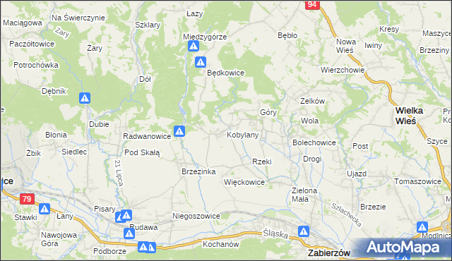 mapa Kobylany gmina Zabierzów, Kobylany gmina Zabierzów na mapie Targeo