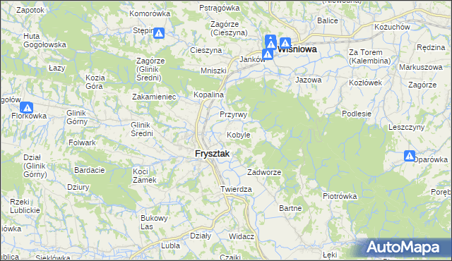mapa Kobyle gmina Frysztak, Kobyle gmina Frysztak na mapie Targeo