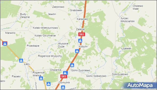 mapa Kobylin gmina Piątnica, Kobylin gmina Piątnica na mapie Targeo