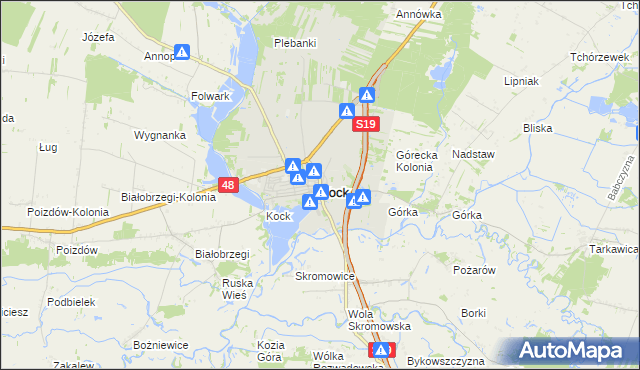 mapa Kock powiat lubartowski, Kock powiat lubartowski na mapie Targeo