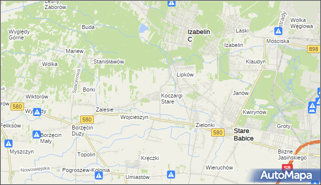 mapa Koczargi Stare, Koczargi Stare na mapie Targeo
