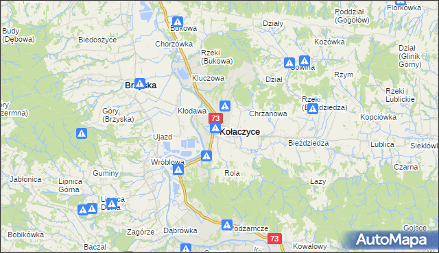 mapa Kołaczyce, Kołaczyce na mapie Targeo