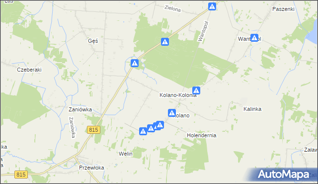 mapa Kolano-Kolonia, Kolano-Kolonia na mapie Targeo