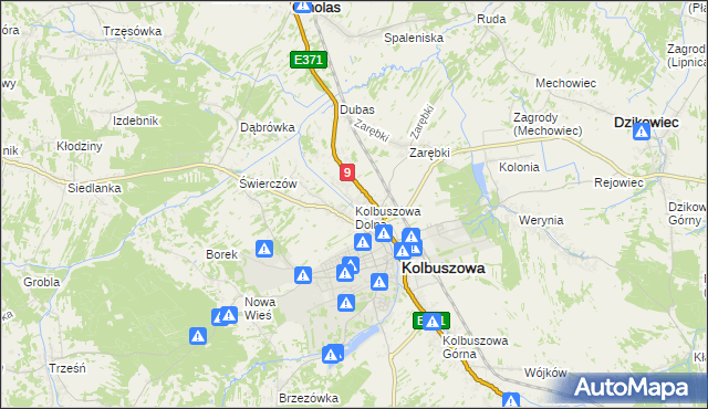 mapa Kolbuszowa Dolna, Kolbuszowa Dolna na mapie Targeo