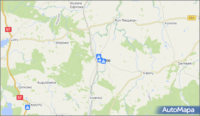 mapa Kolno powiat olsztyński, Kolno powiat olsztyński na mapie Targeo
