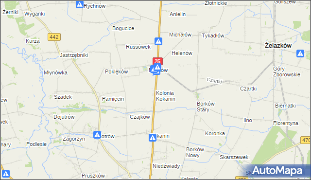mapa Kolonia Kokanin, Kolonia Kokanin na mapie Targeo