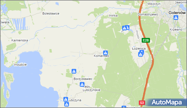 mapa Komarowo, Komarowo na mapie Targeo