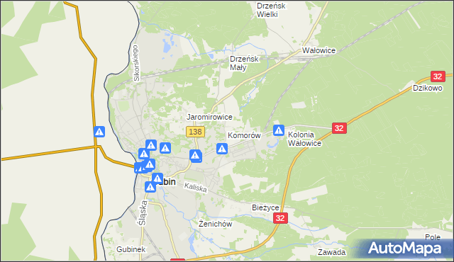 mapa Komorów gmina Gubin, Komorów gmina Gubin na mapie Targeo