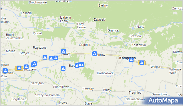 mapa Komorów gmina Kampinos, Komorów gmina Kampinos na mapie Targeo