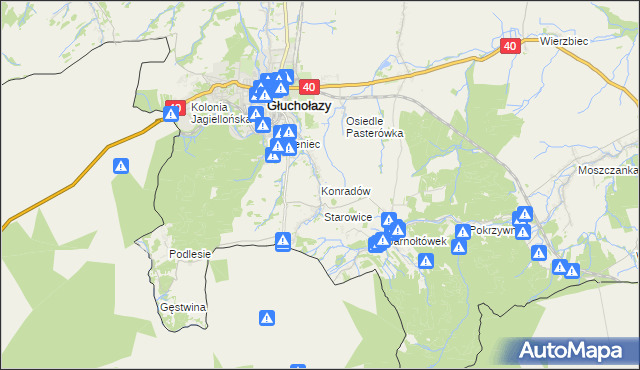 mapa Konradów gmina Głuchołazy, Konradów gmina Głuchołazy na mapie Targeo