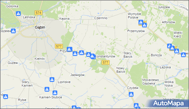 mapa Konstantynów gmina Gąbin, Konstantynów gmina Gąbin na mapie Targeo