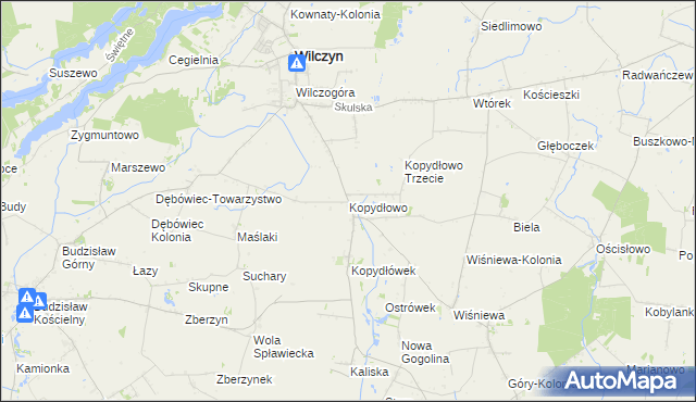 mapa Kopydłowo gmina Wilczyn, Kopydłowo gmina Wilczyn na mapie Targeo