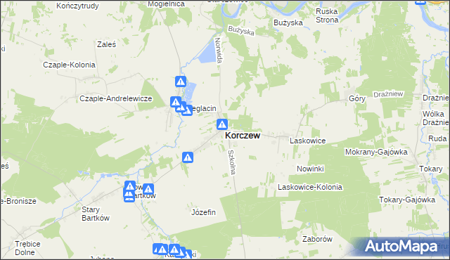 mapa Korczew powiat siedlecki, Korczew powiat siedlecki na mapie Targeo