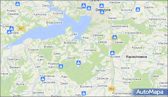 mapa Kornatka gmina Dobczyce, Kornatka gmina Dobczyce na mapie Targeo